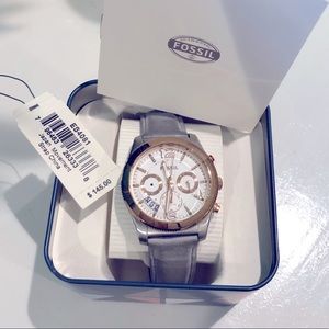 Fossil Gold & Leather Gray Watch